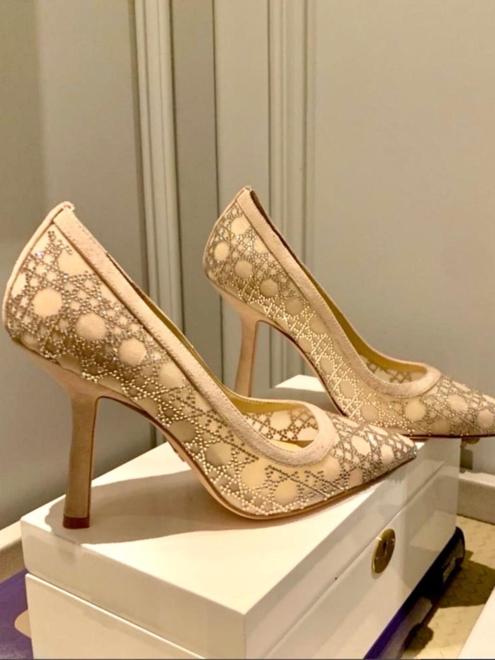 CHRISTIAN DIOR CAPTURE CANNAGE SUEDE CRYSTAL HEELS SHOES 39
